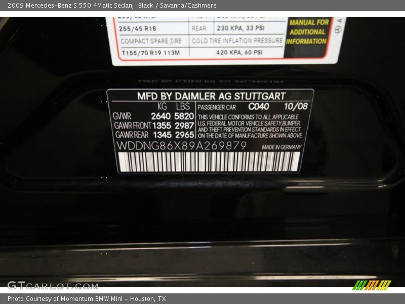 Black / Savanna/Cashmere 2009 Mercedes-Benz S 550 4Matic Sedan