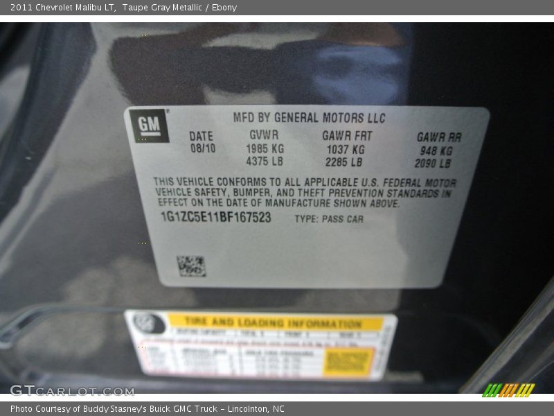 Taupe Gray Metallic / Ebony 2011 Chevrolet Malibu LT