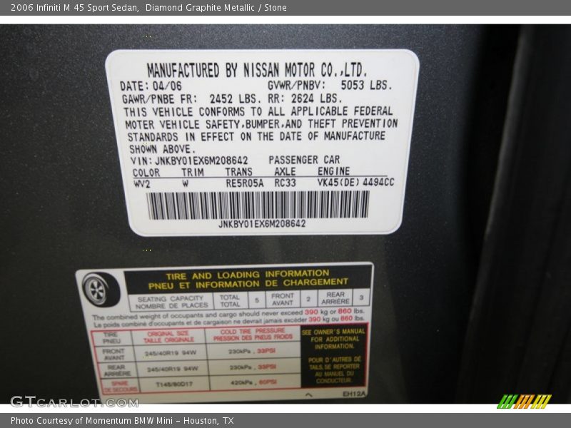 Diamond Graphite Metallic / Stone 2006 Infiniti M 45 Sport Sedan