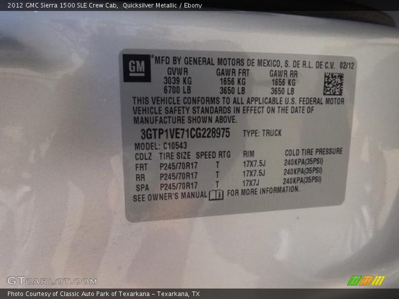Quicksilver Metallic / Ebony 2012 GMC Sierra 1500 SLE Crew Cab