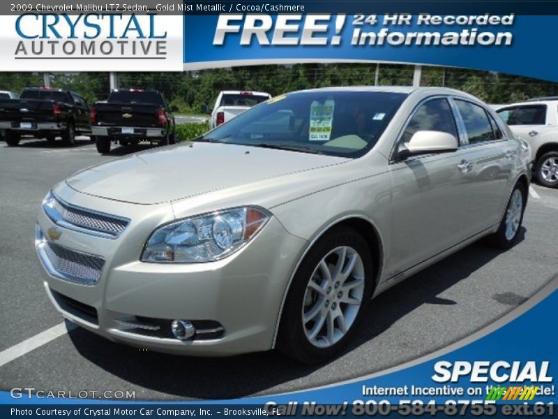 Gold Mist Metallic / Cocoa/Cashmere 2009 Chevrolet Malibu LTZ Sedan