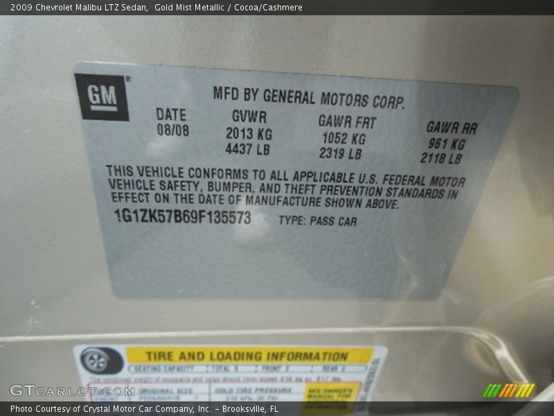 Gold Mist Metallic / Cocoa/Cashmere 2009 Chevrolet Malibu LTZ Sedan
