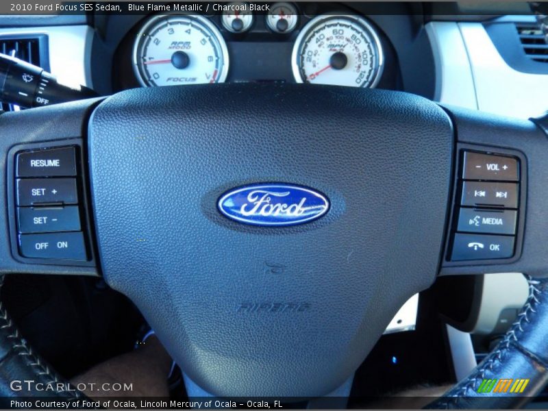Blue Flame Metallic / Charcoal Black 2010 Ford Focus SES Sedan