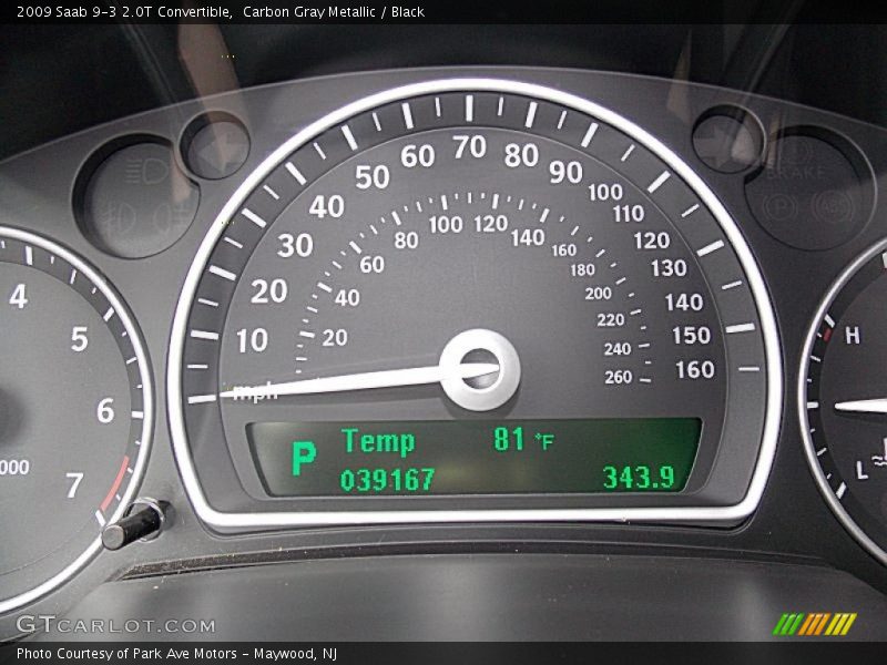 Carbon Gray Metallic / Black 2009 Saab 9-3 2.0T Convertible