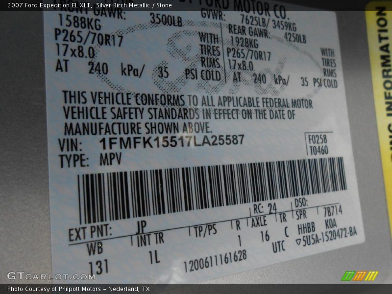 Silver Birch Metallic / Stone 2007 Ford Expedition EL XLT