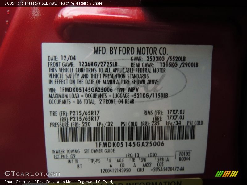 Redfire Metallic / Shale 2005 Ford Freestyle SEL AWD