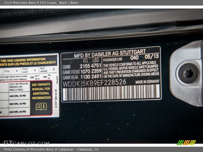 Black / Black 2014 Mercedes-Benz E 350 Coupe