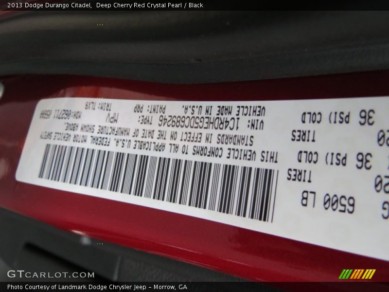 Deep Cherry Red Crystal Pearl / Black 2013 Dodge Durango Citadel