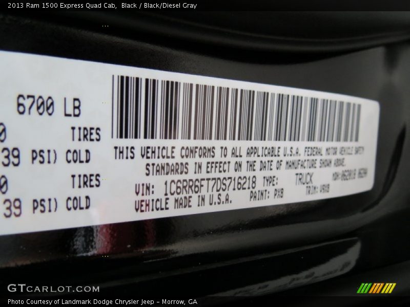 Black / Black/Diesel Gray 2013 Ram 1500 Express Quad Cab