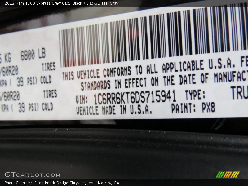 Black / Black/Diesel Gray 2013 Ram 1500 Express Crew Cab