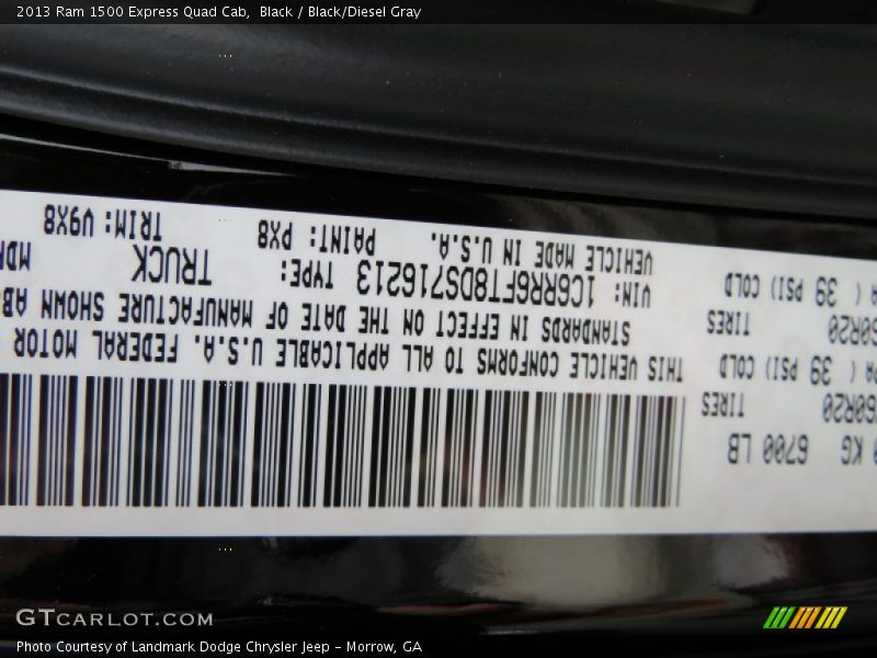 Black / Black/Diesel Gray 2013 Ram 1500 Express Quad Cab