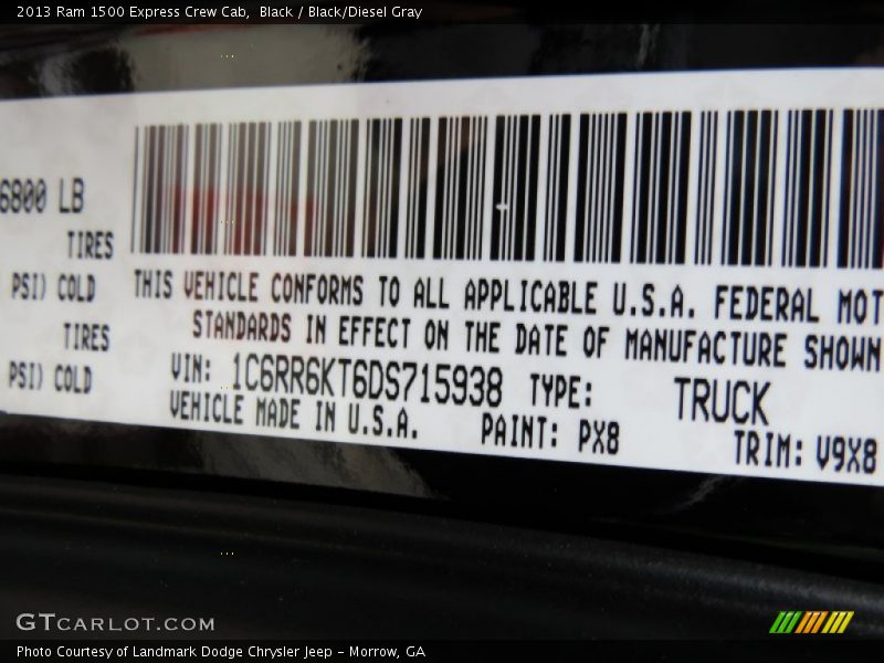 Black / Black/Diesel Gray 2013 Ram 1500 Express Crew Cab
