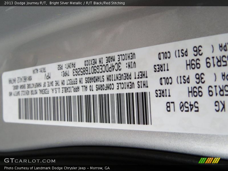Bright Silver Metallic / R/T Black/Red Stitching 2013 Dodge Journey R/T
