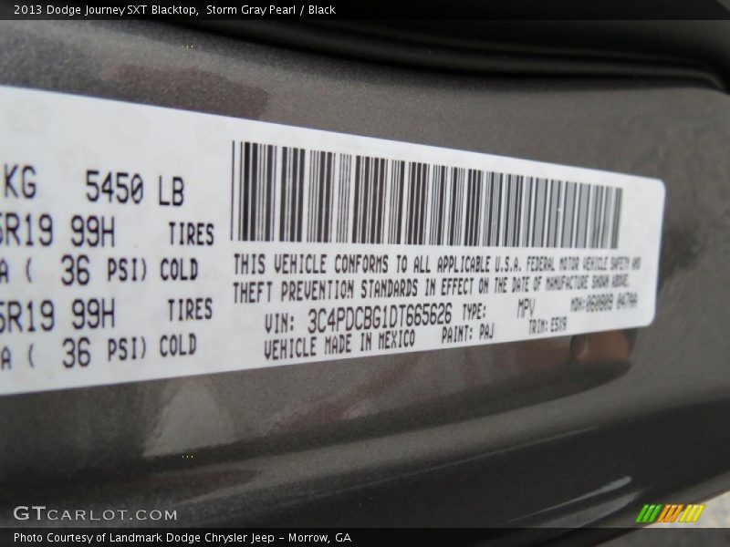 Storm Gray Pearl / Black 2013 Dodge Journey SXT Blacktop