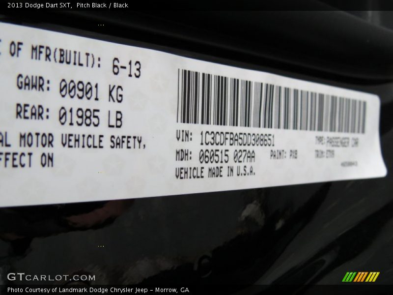 Pitch Black / Black 2013 Dodge Dart SXT