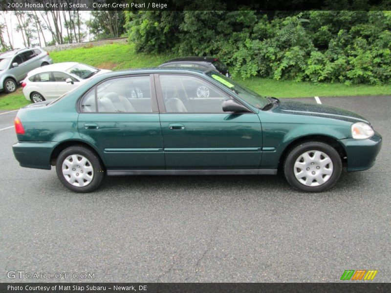 Clover Green Pearl / Beige 2000 Honda Civic VP Sedan