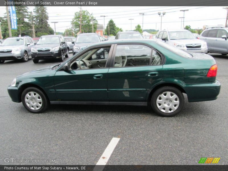 Clover Green Pearl / Beige 2000 Honda Civic VP Sedan
