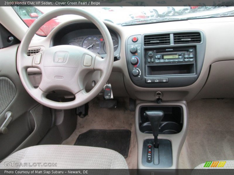 Clover Green Pearl / Beige 2000 Honda Civic VP Sedan