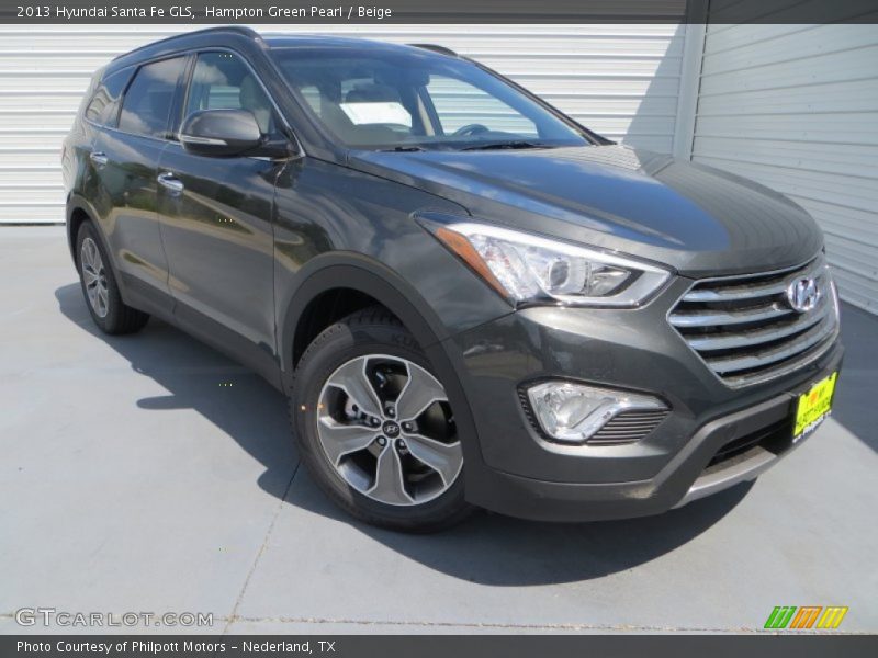 Hampton Green Pearl / Beige 2013 Hyundai Santa Fe GLS