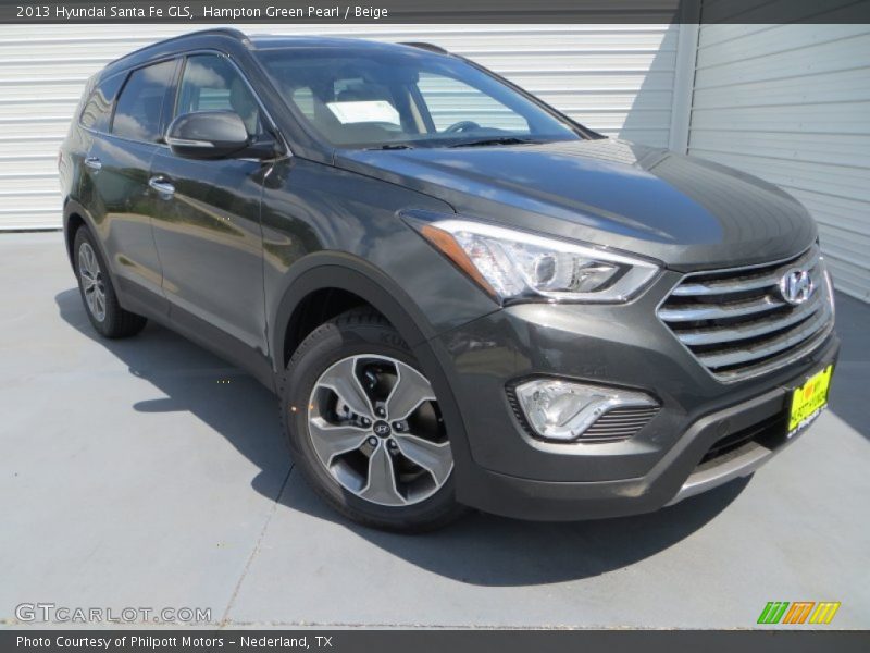 Hampton Green Pearl / Beige 2013 Hyundai Santa Fe GLS