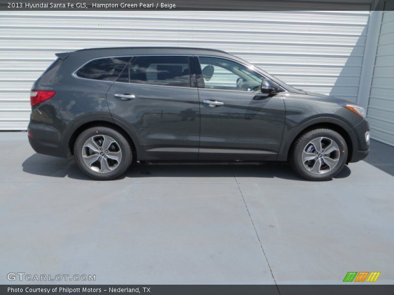 Hampton Green Pearl / Beige 2013 Hyundai Santa Fe GLS
