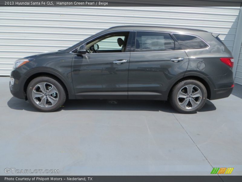 Hampton Green Pearl / Beige 2013 Hyundai Santa Fe GLS