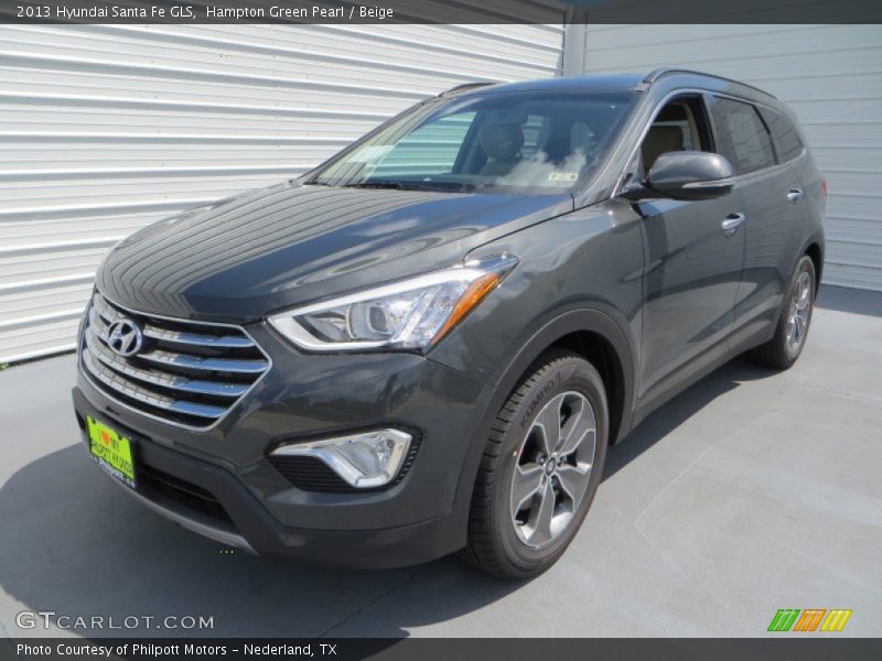 Hampton Green Pearl / Beige 2013 Hyundai Santa Fe GLS