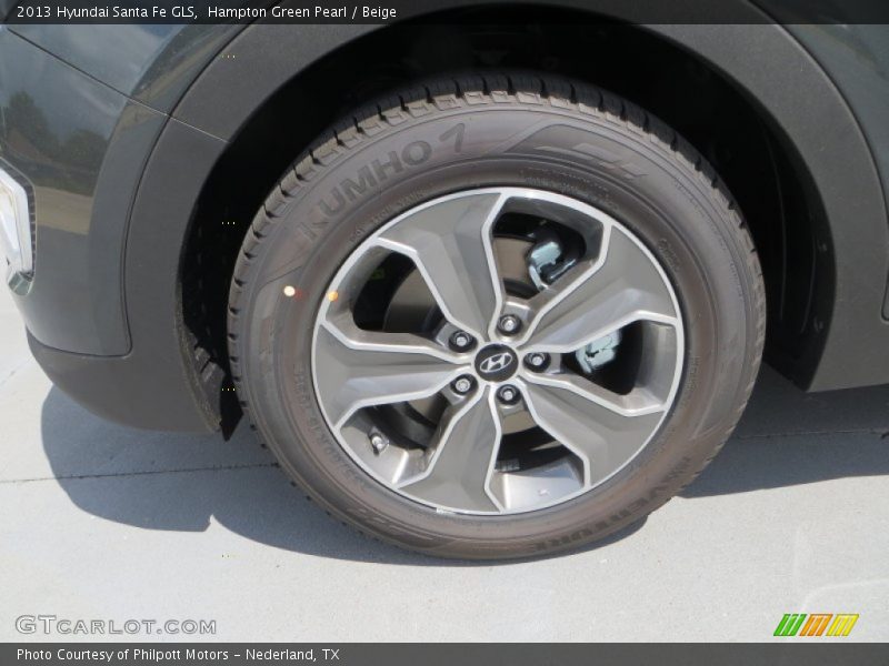 Hampton Green Pearl / Beige 2013 Hyundai Santa Fe GLS