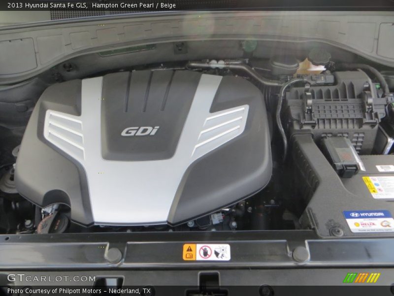 Hampton Green Pearl / Beige 2013 Hyundai Santa Fe GLS