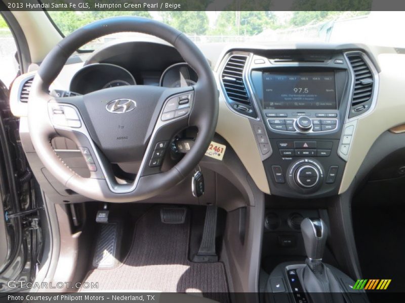 Hampton Green Pearl / Beige 2013 Hyundai Santa Fe GLS