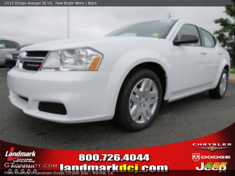 New Bright White / Black 2013 Dodge Avenger SE V6