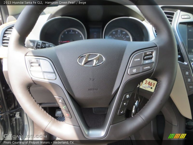 Hampton Green Pearl / Beige 2013 Hyundai Santa Fe GLS