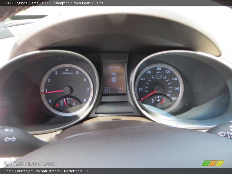 Hampton Green Pearl / Beige 2013 Hyundai Santa Fe GLS