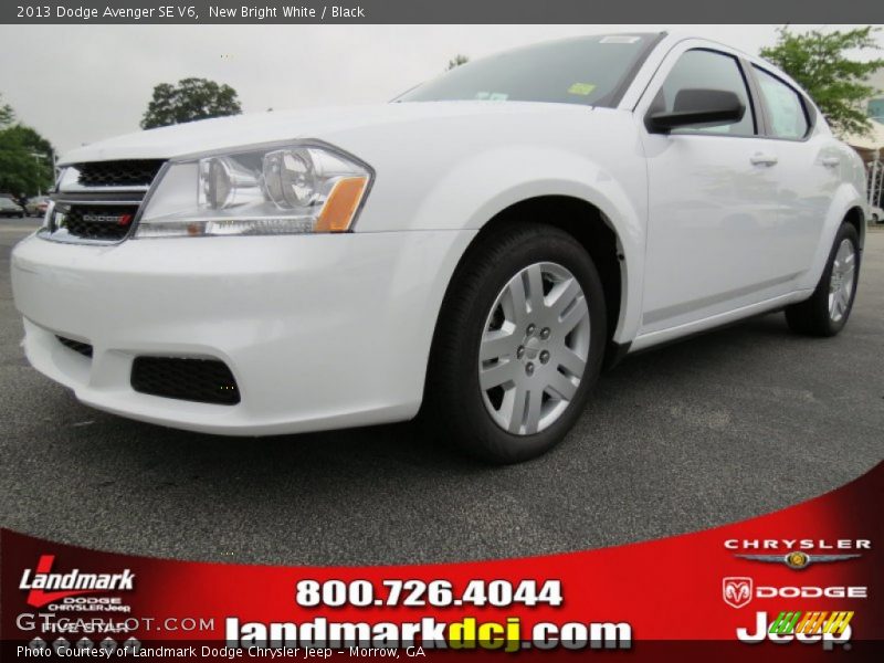 New Bright White / Black 2013 Dodge Avenger SE V6