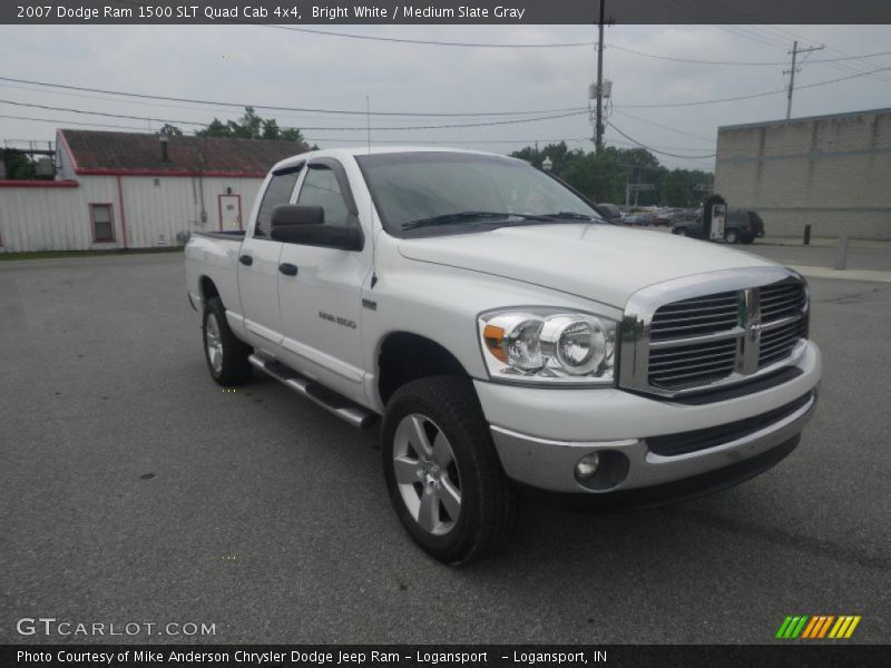 Bright White / Medium Slate Gray 2007 Dodge Ram 1500 SLT Quad Cab 4x4