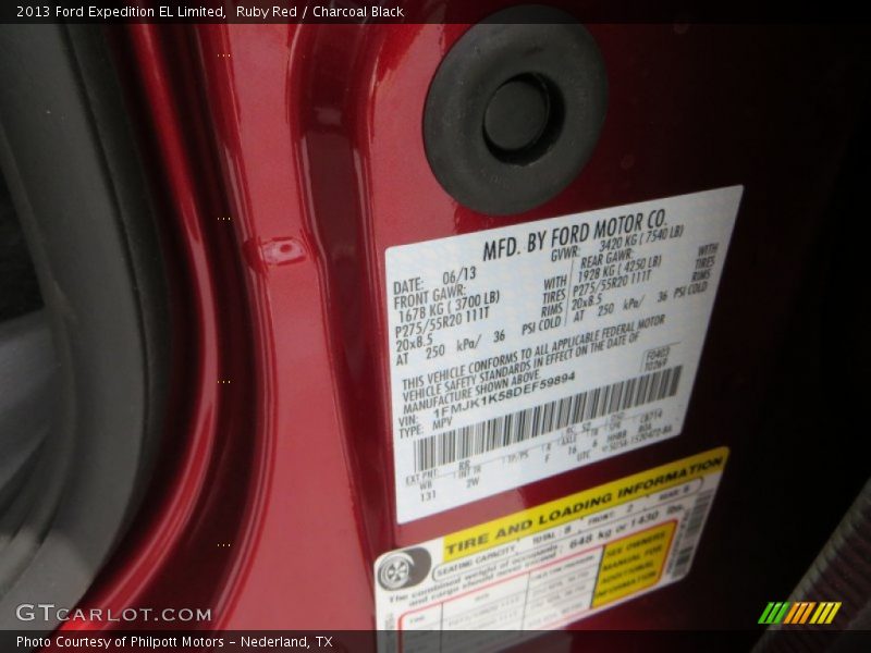 Ruby Red / Charcoal Black 2013 Ford Expedition EL Limited
