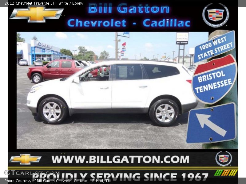White / Ebony 2012 Chevrolet Traverse LT