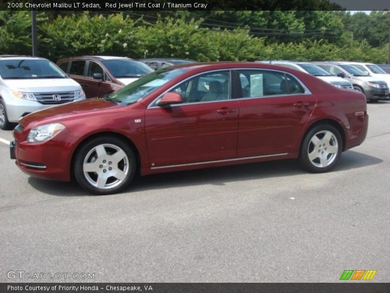 Red Jewel Tint Coat / Titanium Gray 2008 Chevrolet Malibu LT Sedan