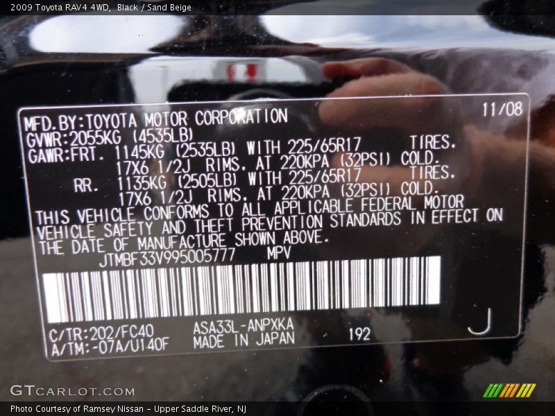 Black / Sand Beige 2009 Toyota RAV4 4WD