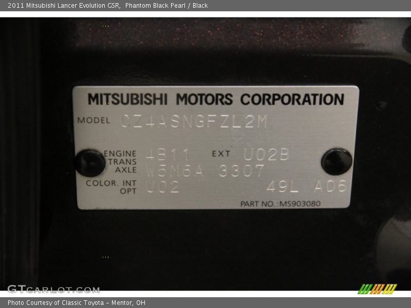Phantom Black Pearl / Black 2011 Mitsubishi Lancer Evolution GSR