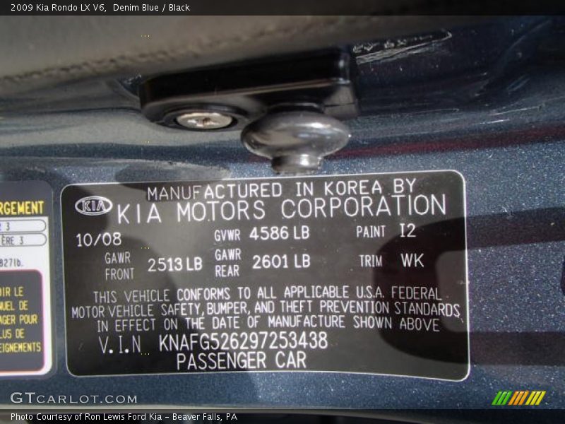 Denim Blue / Black 2009 Kia Rondo LX V6