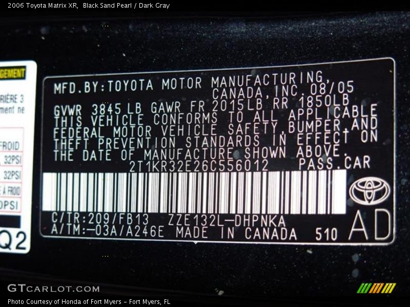 Black Sand Pearl / Dark Gray 2006 Toyota Matrix XR