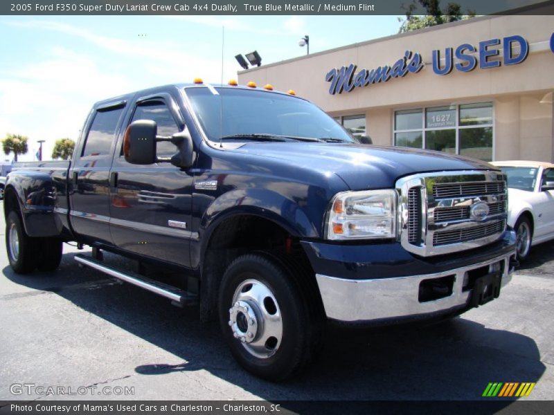 True Blue Metallic / Medium Flint 2005 Ford F350 Super Duty Lariat Crew Cab 4x4 Dually