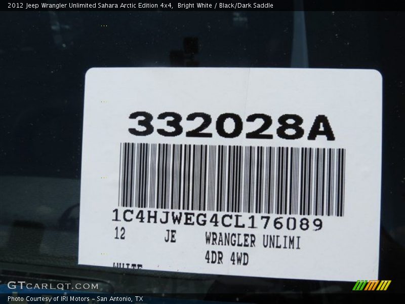Bright White / Black/Dark Saddle 2012 Jeep Wrangler Unlimited Sahara Arctic Edition 4x4