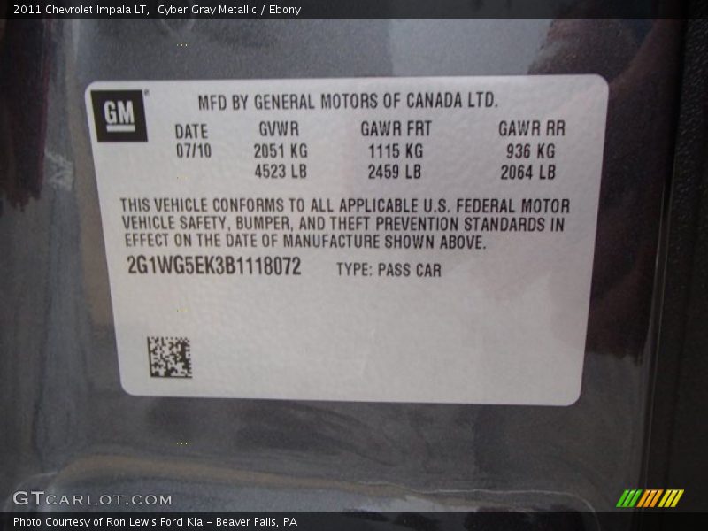 Cyber Gray Metallic / Ebony 2011 Chevrolet Impala LT