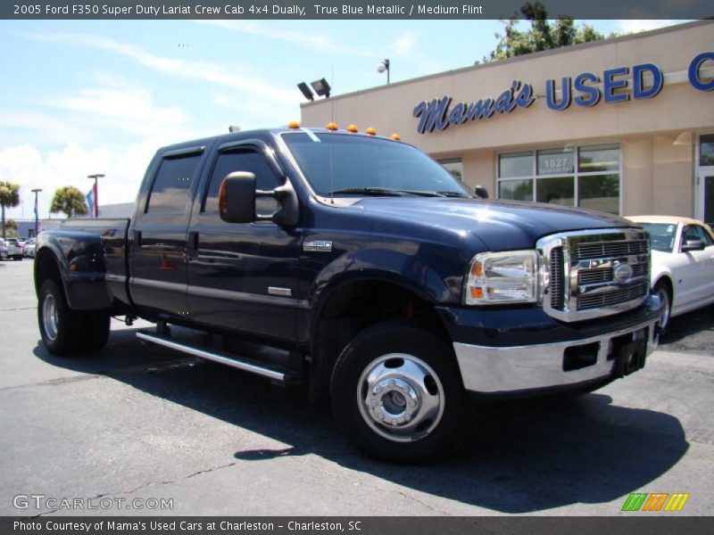 True Blue Metallic / Medium Flint 2005 Ford F350 Super Duty Lariat Crew Cab 4x4 Dually