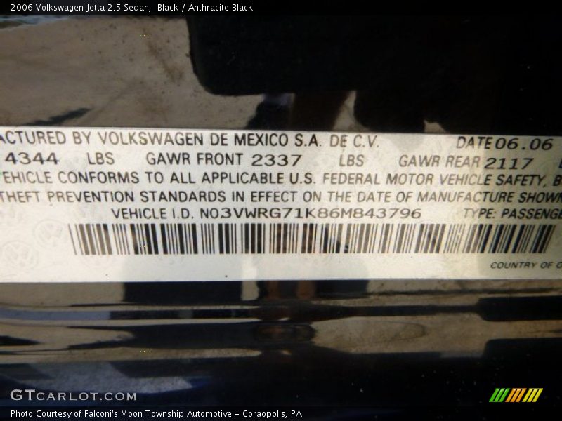Black / Anthracite Black 2006 Volkswagen Jetta 2.5 Sedan