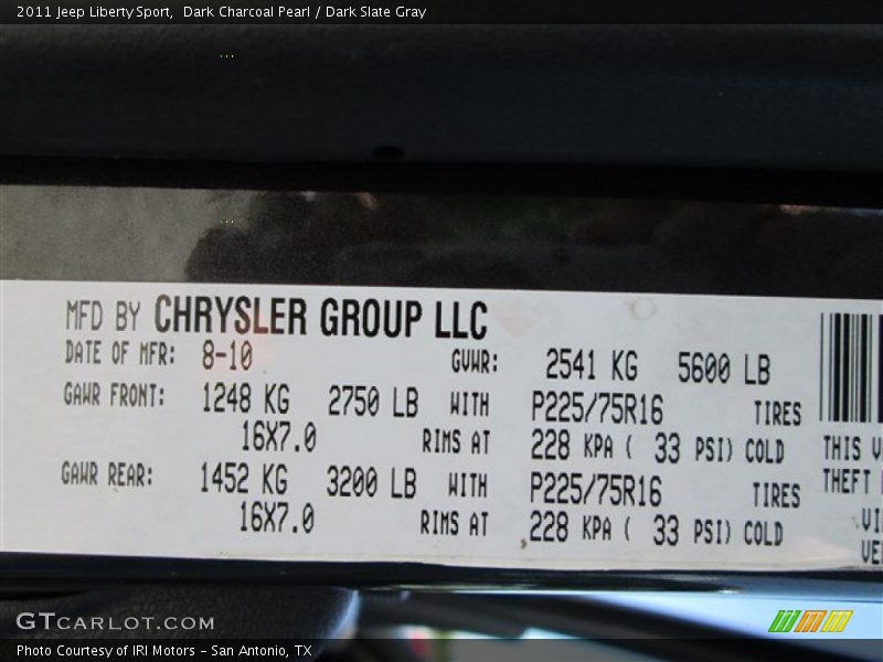 Dark Charcoal Pearl / Dark Slate Gray 2011 Jeep Liberty Sport