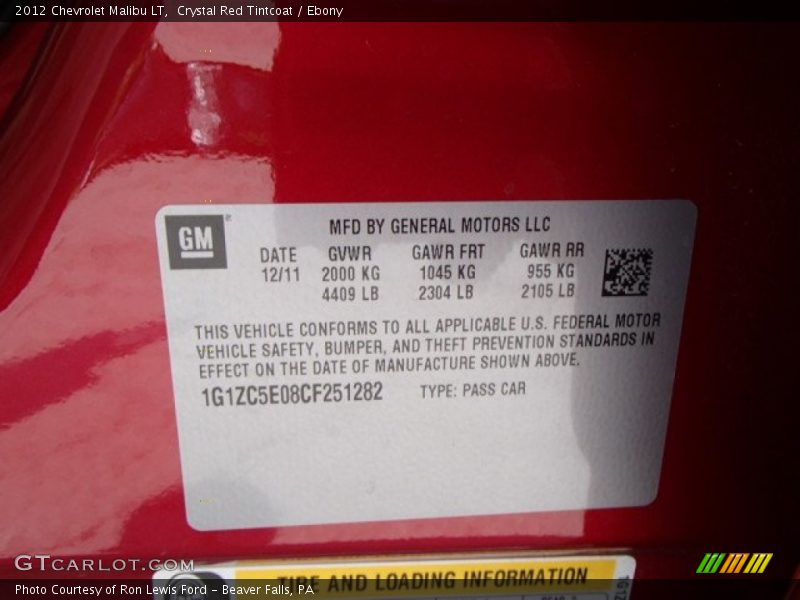 Crystal Red Tintcoat / Ebony 2012 Chevrolet Malibu LT