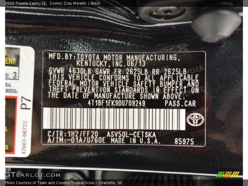 Cosmic Gray Metallic / Black 2013 Toyota Camry SE